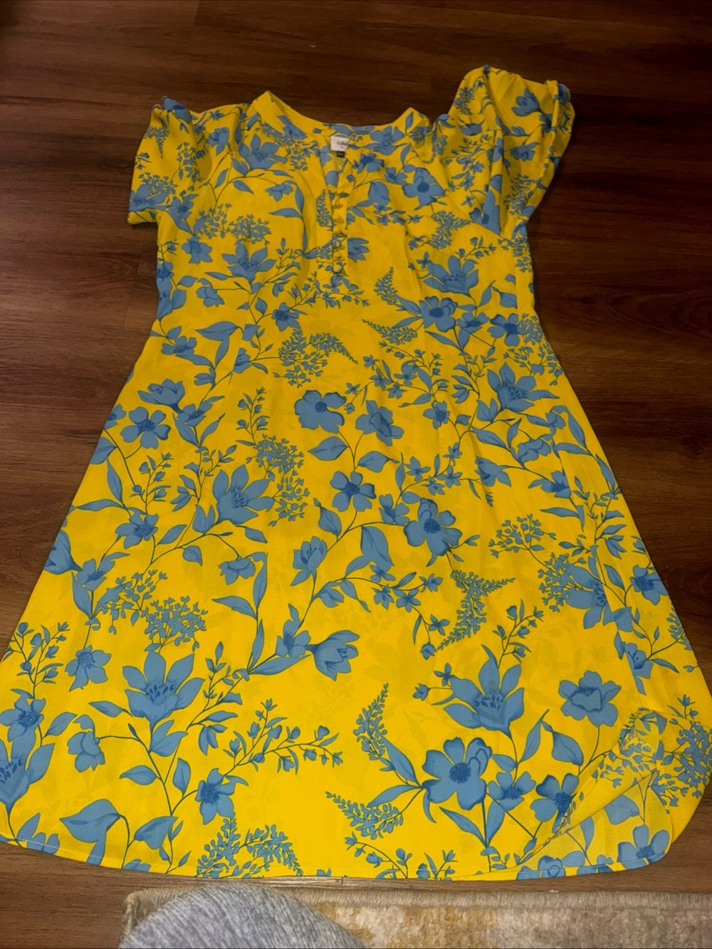 Cabi Yellow & Blue Floral Tunic Dress – Size Medium - Picture 3 of 10